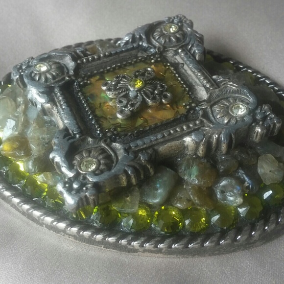 Artists Belt Buckle - Beautiful Real Stones - Picture 1 of 4
