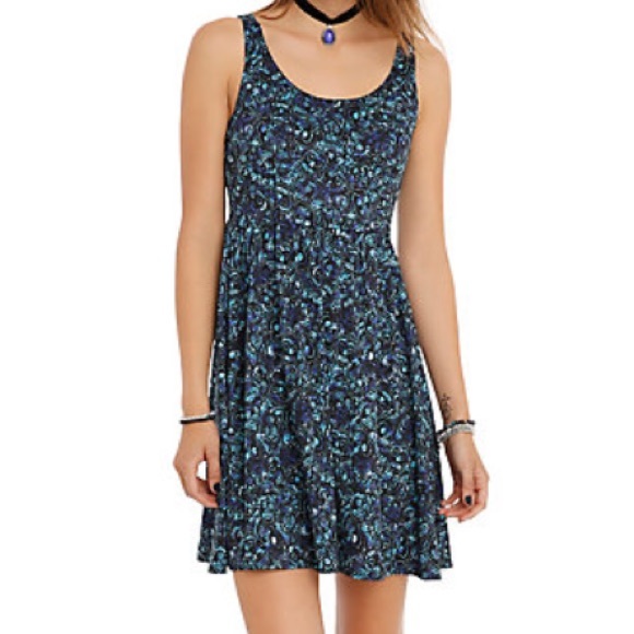 Hot Topic Dresses & Skirts - Black and Turquoise Sugar Skull Crisscross Dress