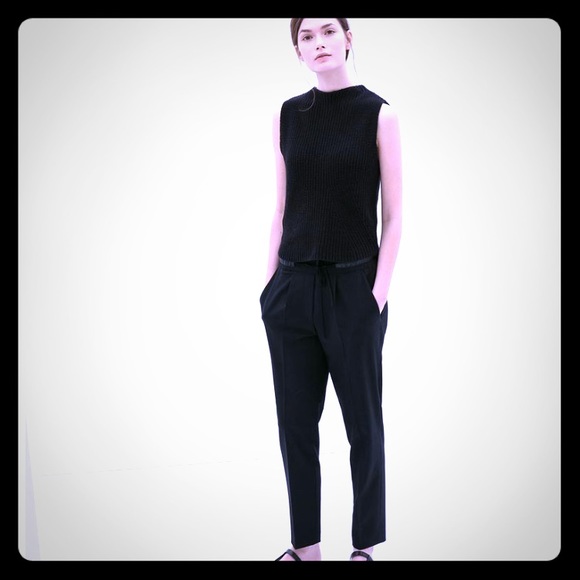 Zara loose fit trousers. Faux leather waistband