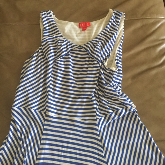 Blue and white striped dress