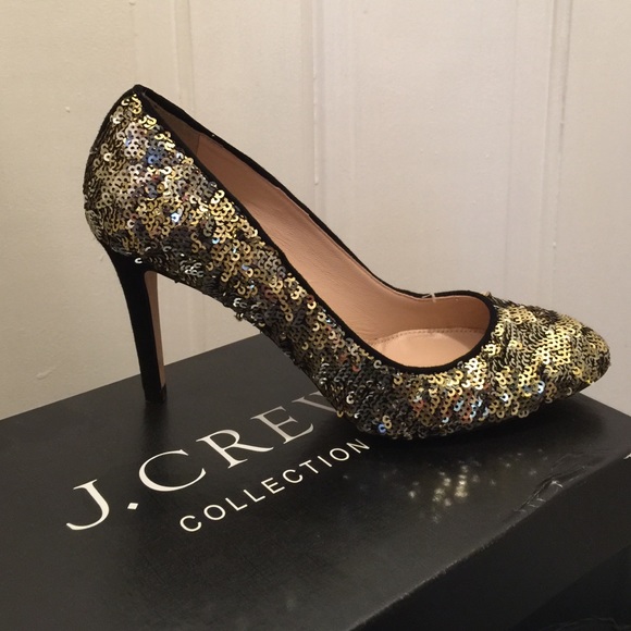J.CREW Collection new gold sequined pumps size 7 - Picture 3 of 3