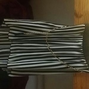 Black and white striped Strapless Dress