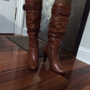 ALDO Brown leather round toe boots