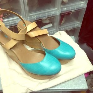 Beautiful turquoise wooden platforms
