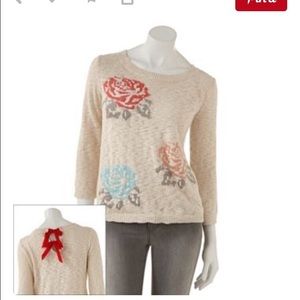 LC Lauren Conrad flower sweater