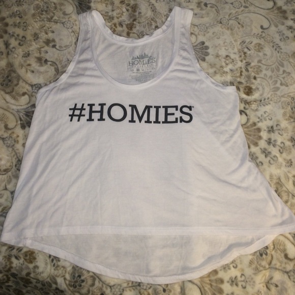 #HOMIES white crop tank with black lettering