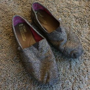 Brown and gold tweed like new Toms