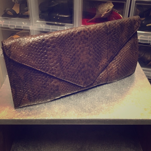 Brown envelope clutch