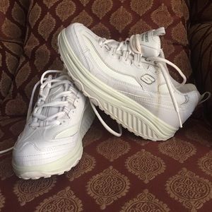 Skechers white shape ups