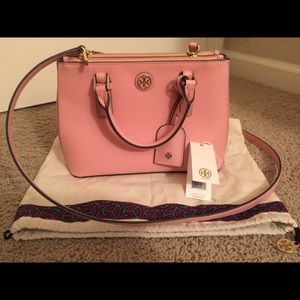 New Tory Burch Robinson micro double-zip tote pink
