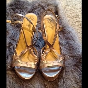 Gold Strappy Wedge