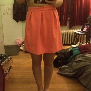 Coral colored high waisted skirt