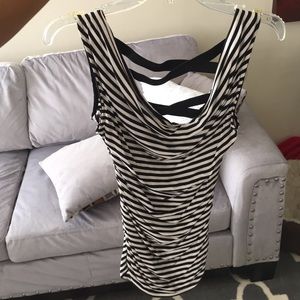 Bebe Black/White ruched tank