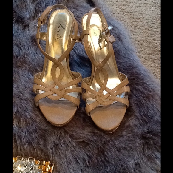 Cream strappy Wedge
