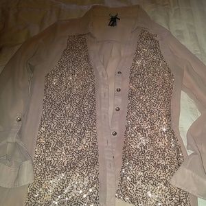Nude/sequin blouse