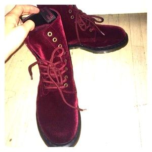 Dr Martens Women's Red Velvet Boots