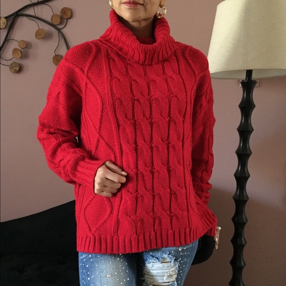 🚫SOLD🚫Six Crisp Days Red Cable Sweater Size XS/S - Picture 2 of 2
