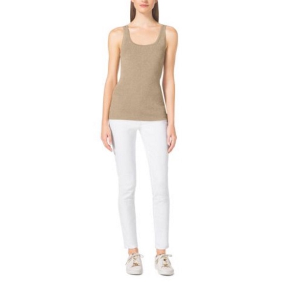 Michael Kors Ribbed Tank Top in Khaki - Picture 3 of 4