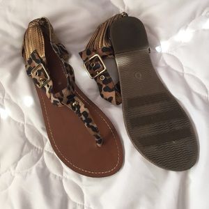 Leopard and gold sandals