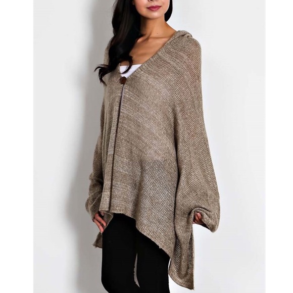 VICKI hooded sweater cape - GREY - Picture 3 of 4