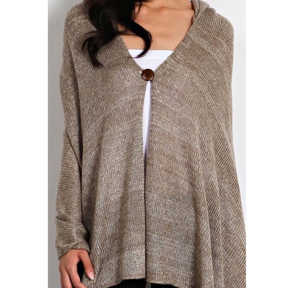 VICKI hooded sweater cape - GREY - Picture 4 of 4