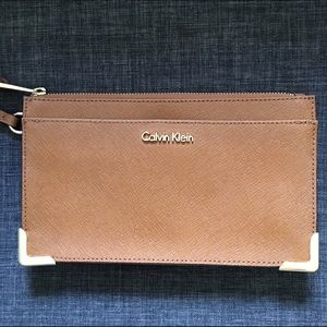 Calvin Klein zip Tan Clutch