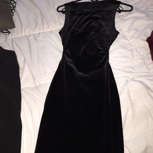Black velvet sleeveless open back dress