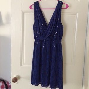 Sequined blue cocktail dress