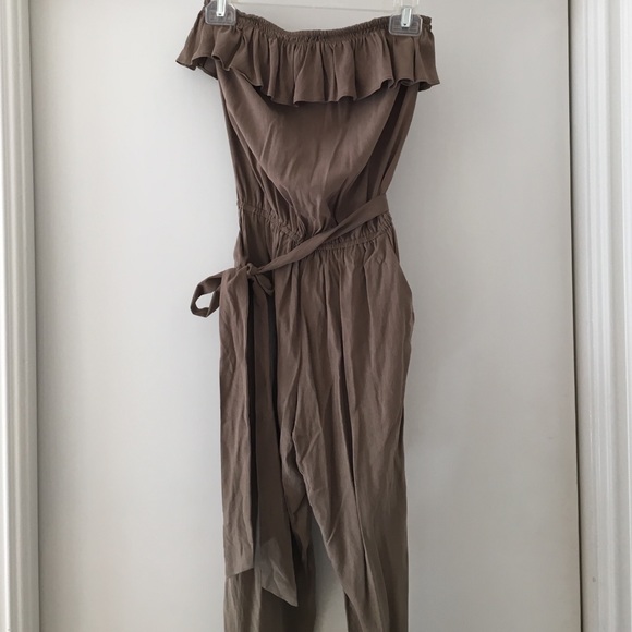 Guess Olive Green Strapless Jumpsuit
