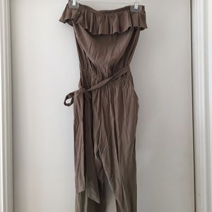 Guess Olive Green Strapless Jumpsuit
