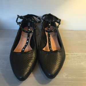 T strap studded flat.
