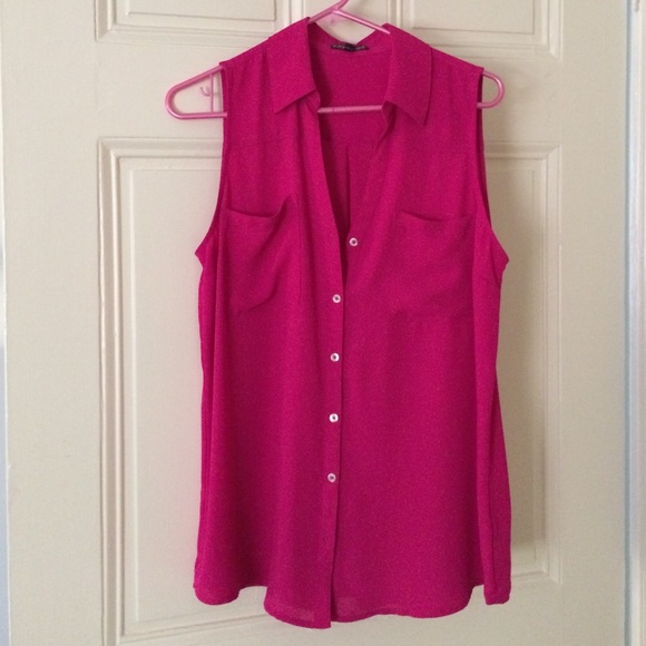 Hot pink button down from Express