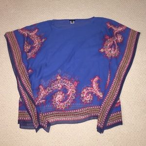 Flowy blue top with paisley design