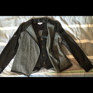 Helmut Lang leather vest tweed leather jacket Helmut Lang leather vest tweed leather jacket