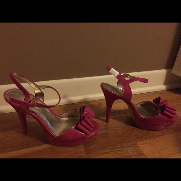 Watermelon/deep pink pumps from David's Bridal