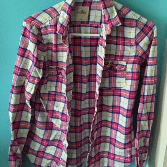 Hollister pink & white flannel - Picture 1 of 1