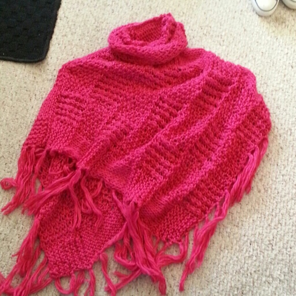 Sweaters - Knitted Pink Poncho  from spain