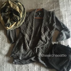 Charcoal Grey Wide Lapel Cardigan {XL}
