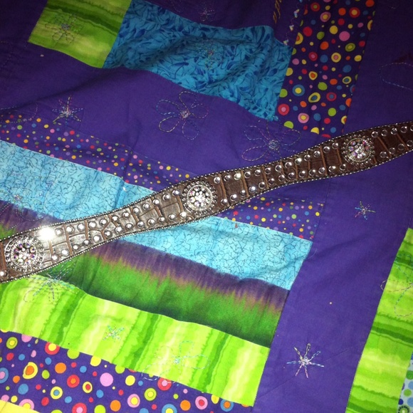Brown bejeweled show belt