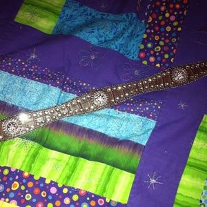 Brown bejeweled show belt