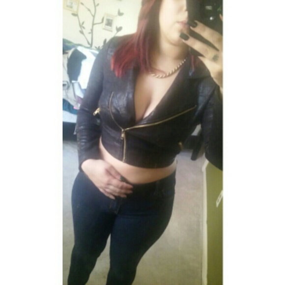 Pleather crop jacket