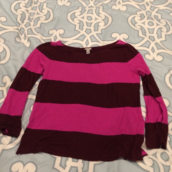 pink&maroon striped jcrew shirt - Picture 1 of 2