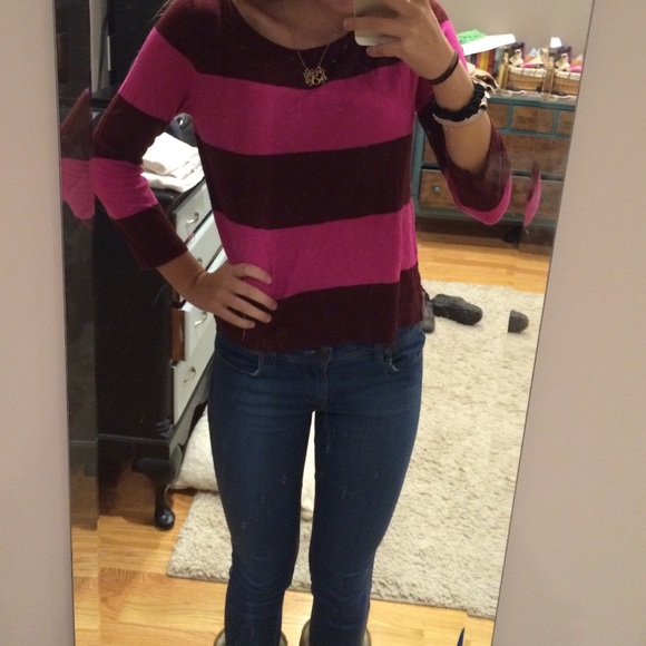 pink&maroon striped jcrew shirt - Picture 2 of 2