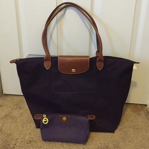 Longchamp Le Pilage Large Shoulder Tote Purple