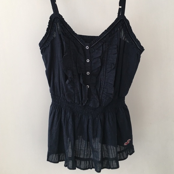 Hollister Navy Blue Ruffle Tank Top