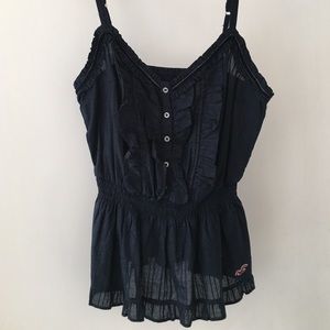Hollister Navy Blue Ruffle Tank Top