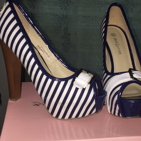 Size 6.5, thick heel, 4" height open toed.