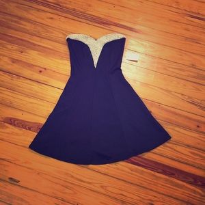 NWT Navy dress with pearl embellishments