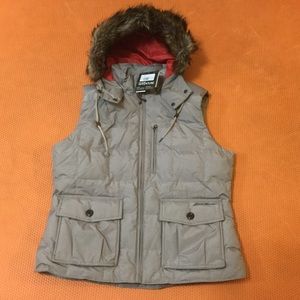 Eddie Bauer Women's Vest with Fur Hood Tan Size XL