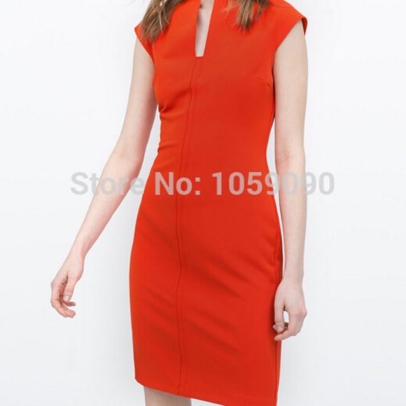 Tight coral colored Zara tube dress